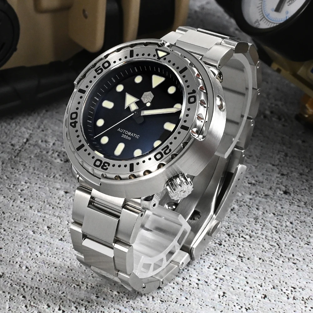 

San Martin Tuna Diver Watch 47mm NH36 Men Watches Automatic Mechanical Sapphire Glass 30 Bar Fluorine Rubber Strap C3 Luminous