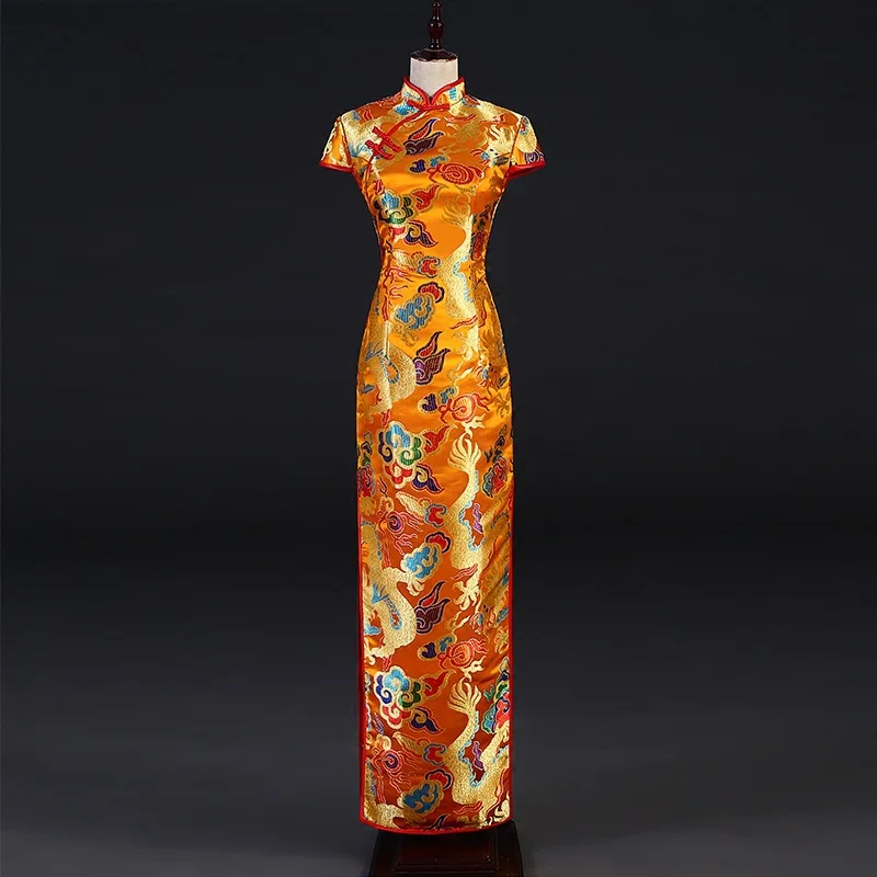 

Xs-3xl Elegant Women Novelty Long Qipao Exquisite Chinese Party Dress Sexy Slim Improve Cheongsam Vintage Oriental Dresses