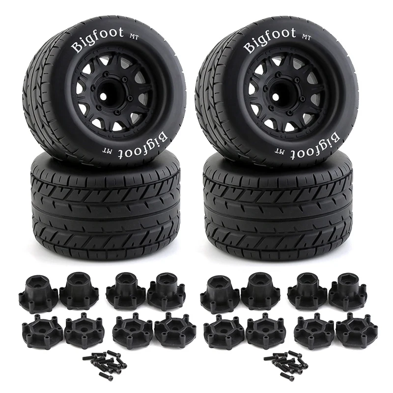 Neumáticos de goma para camión monstruo, 4 piezas, 1/10, rueda hexagonal de 12Mm y 14Mm para Traxxas Arrma Redcat HSP HPI Tamiya Kyosho RC Car