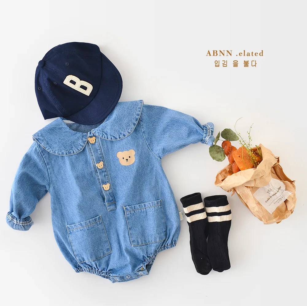 

2022 Ins New Fashion Spring Baby Long Sleeve Denim Rompers Baby Clothing Outfit Spring Jumpsuits Baby Bodysuits
