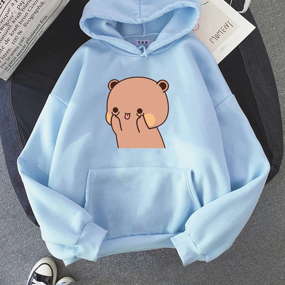 

Bubu Dudu Panda Bear Hoodie Cartoon Love You Couple Sweatshirt Cute Print 2022 Autumn O-neck Casual Harajuku Woman Hooded Tops
