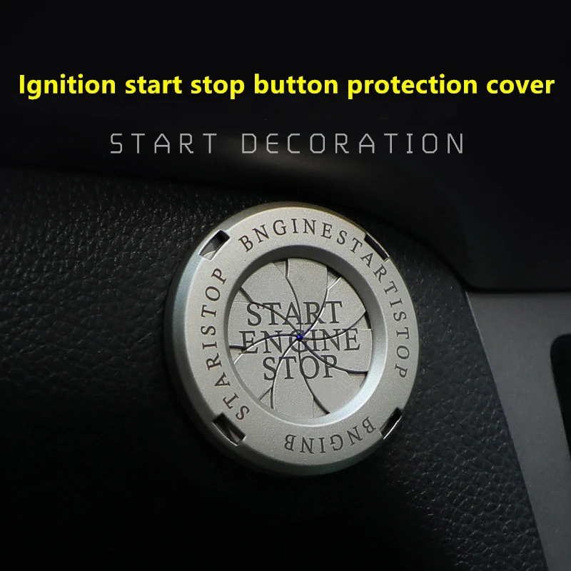 

Can rotate Zinc alloy Car Interior Decoration Ignition start stop button protection cover Cool handsome Accessories Metal