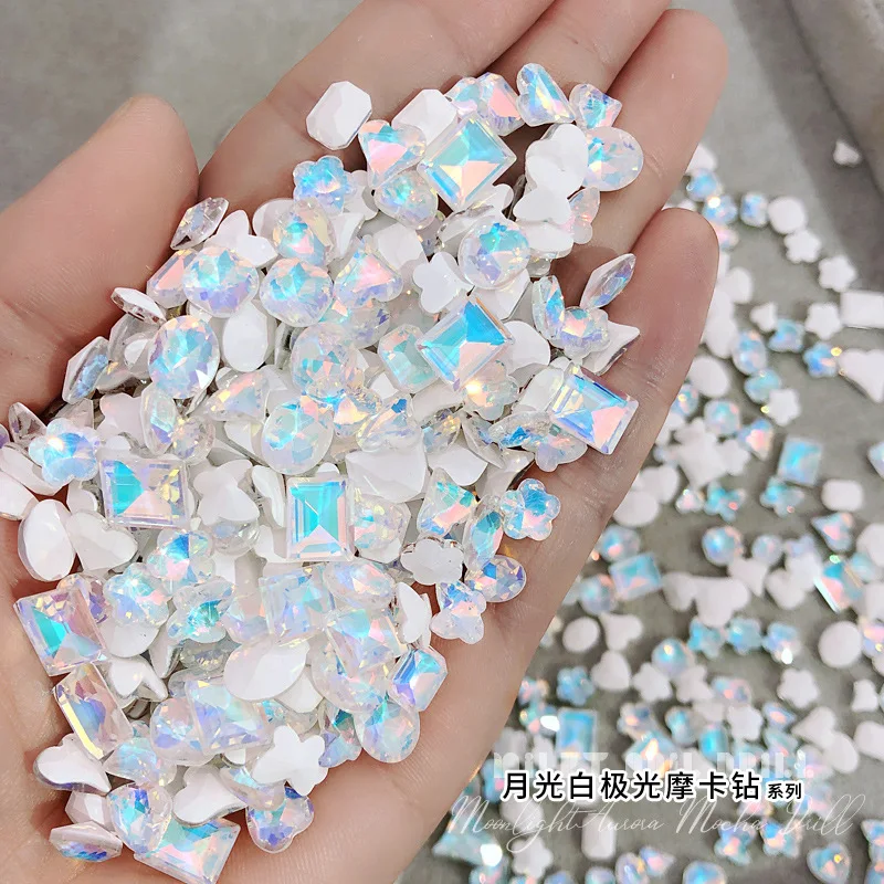 

KO White Mocha Crystals Candy Color Kawaii Nail Rhinestones Flower Gems Nail Decoration Sequins Pointback Diy Jewelry Gemstone