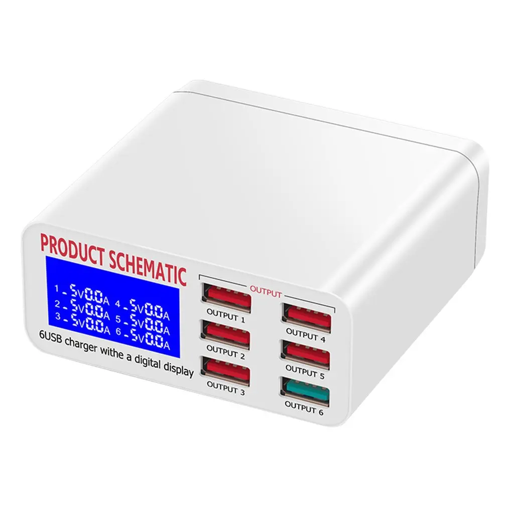 

Зарядное устройство USB с 6 USB-портами и ЖК-дисплеем