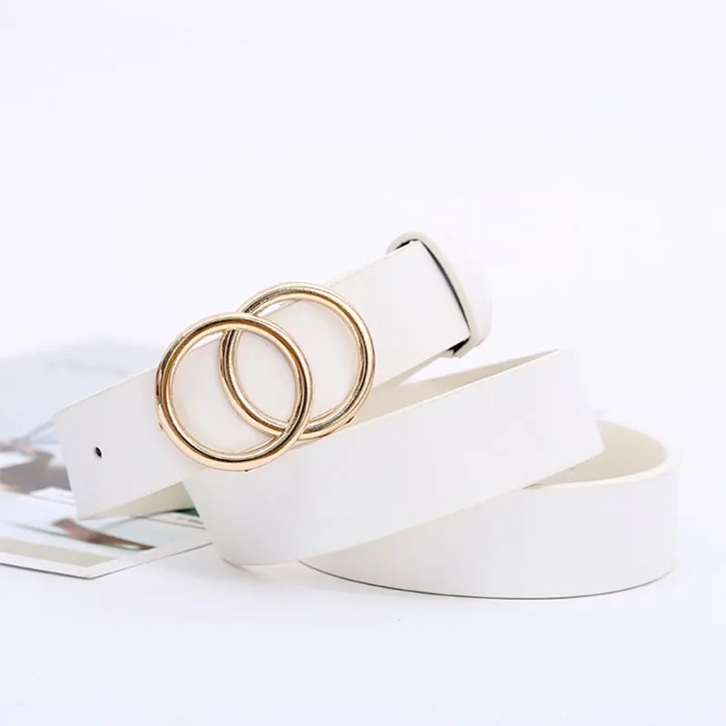

Double round buckle women's leisure belt for various occasions