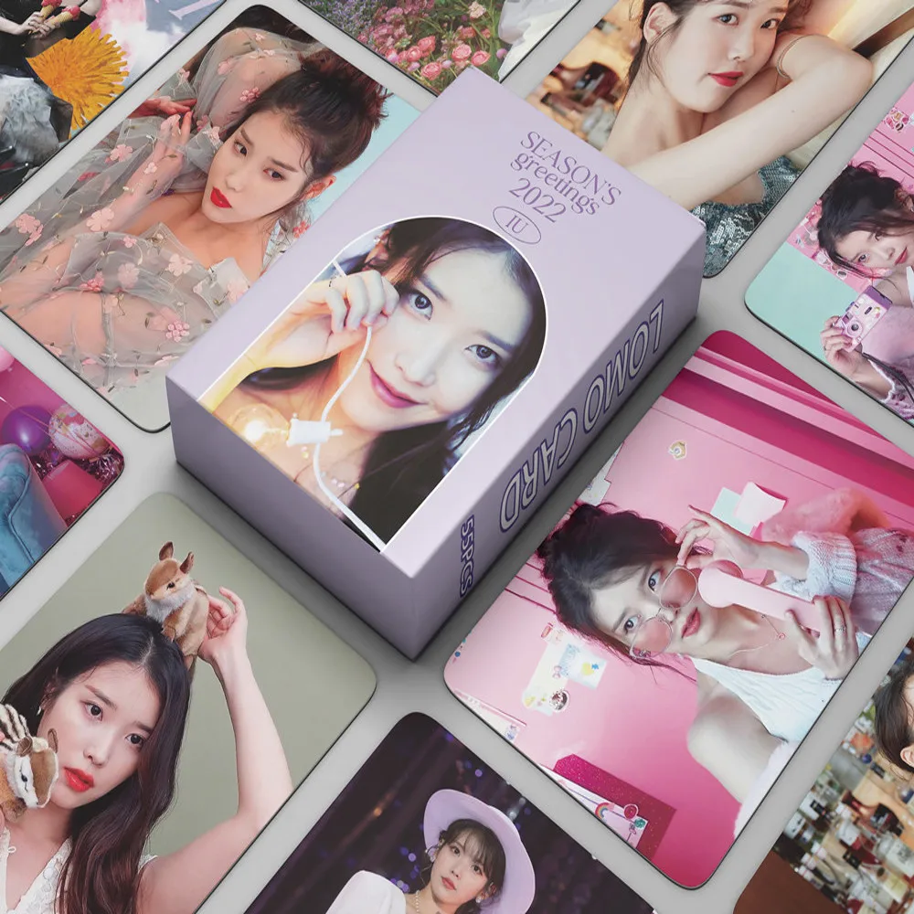 

55 шт./набор KPOP Group IU новый альбом, приветствие SEASON'S 2022 Lomo Card, фотооткрытки Lee Ji Eun Idol, фотопоклонники, коллекционный подарок