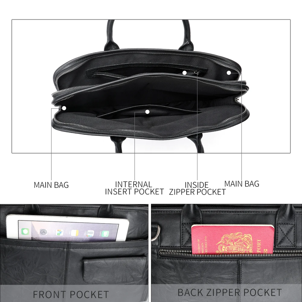 MVA Genuine Leather Briefcase Bag For Man 13.3 inch Laptop Business Bag Vintage Laptop Handbag Tote Handmade Crossbody Bags Male