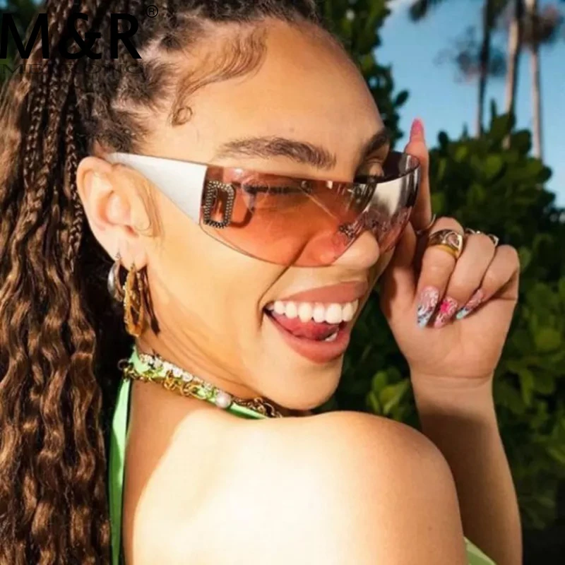 

New Fashion Y2K One Piece Sunglasses Women Designer Punk Sports Sun Glasses men Goggle Shades Letter Eyewear