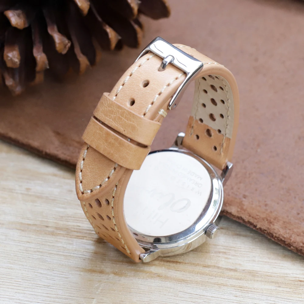 Vintage Genuine Leather Men Watch Band 18mm 19mm Breathable Porous Cowhide Watch Strap Replacement Belt for DW Watch Braceleten