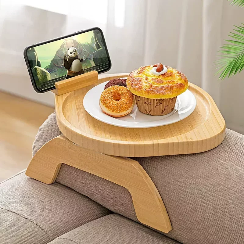 

Sofa Tray Table Storage Bamboo Tray Sofa with Leg Tray Foldable Bed TV Snack Remote Control/Coffee/Snack Armrest Clip-On Tray