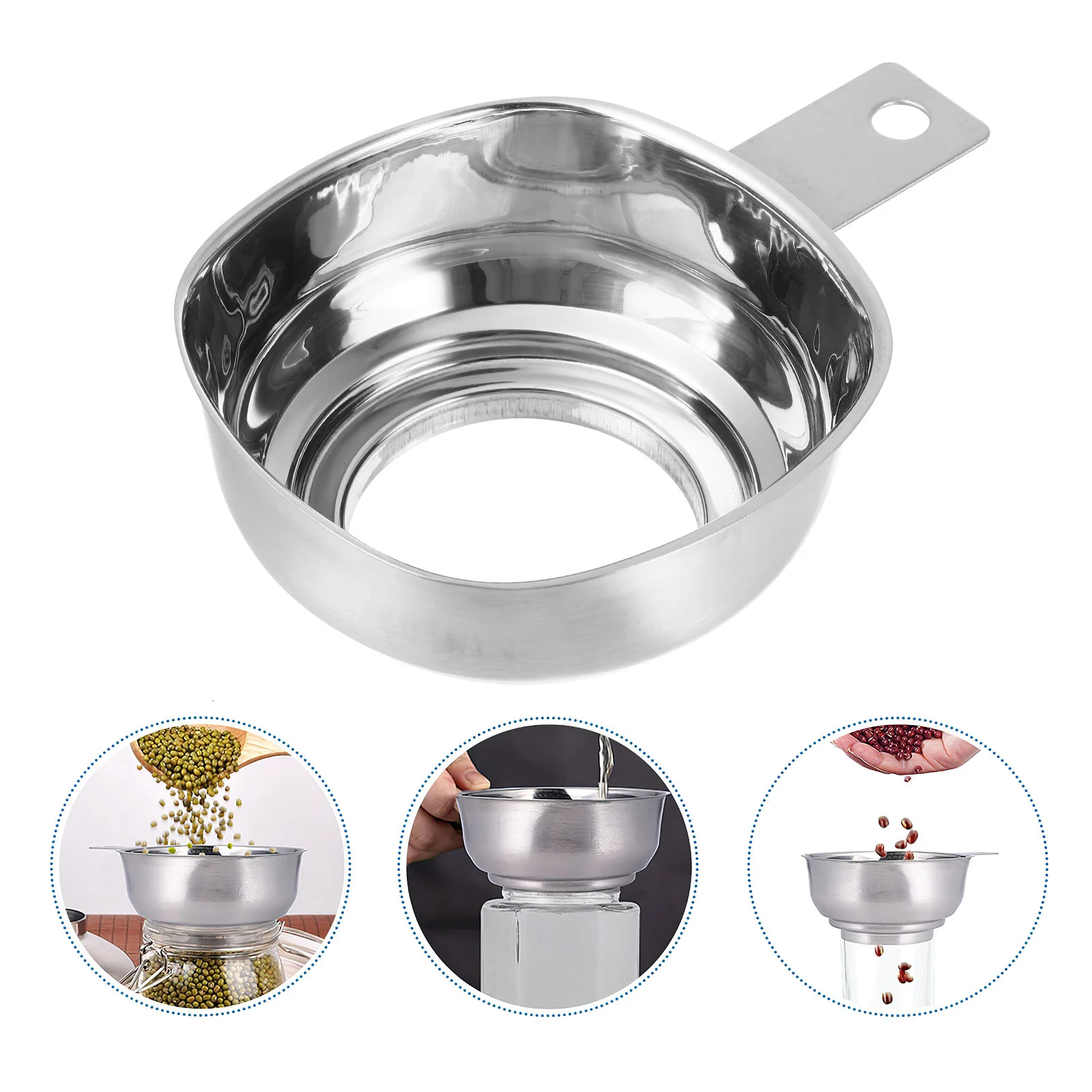 

Wide Mouth Funnel with Handle Stainless Steel Funnels Kitchen Large Jam Meats Filling Funnel Gadget for Restaurant Home Funil