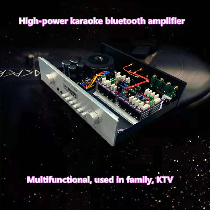 

600W 2.0 Channel Bluetooth 5.0 microphone Input Fever Hifi Pure After-stage Audio Amplifier Karaoke KTV Stage Home Theater