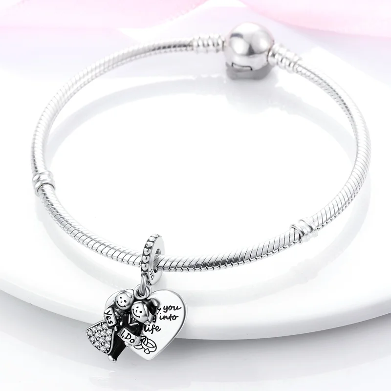 Да я сделал свадебное платье для мужчин и женщин любовь 925 серебряные бусины