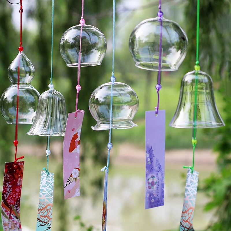 

Free Shipping 6sets/pack Different Shape Transparent Glass Windchime Home Decoration Creative Friend Praying Hanging Bell Gift