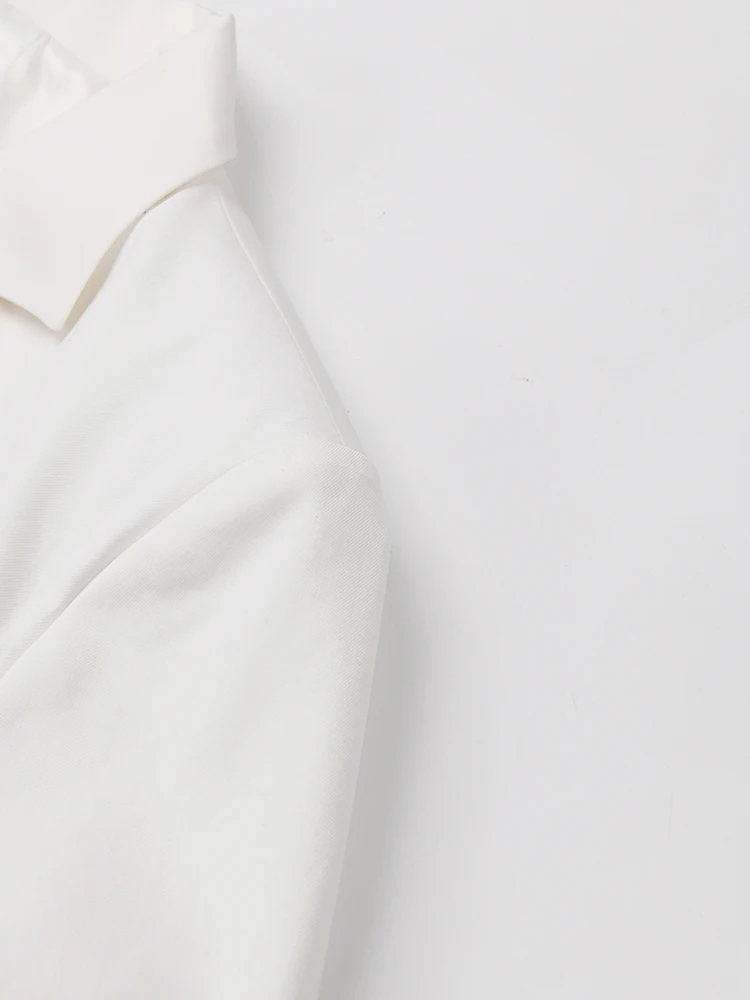 [EAM] Женский белый элегантный пиджак с оборками новый свободный лацканами и