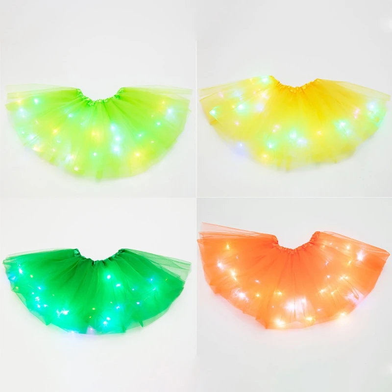 

Фатиновая юбка-пачка для маленьких девочек со светодиодсветильник кой, неоновое красочное светящееся детское короткое платье принцессы дл...