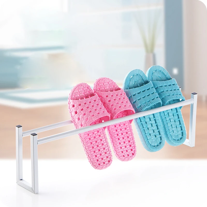 

Wrought Iron Shoes Drain Rack Organizer Storage Holder Shoe Slipper Rack for Household Bathroom Living Room White, Black, Bronze