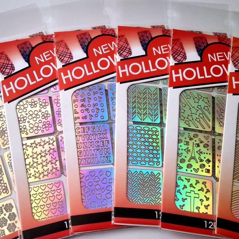 

1pcs Hollow Nail Art Stencils sticker,Chic Geometric/Leaf/Heart Nail Art StickersTemplate, Reusable nails Designs Manicure Tool