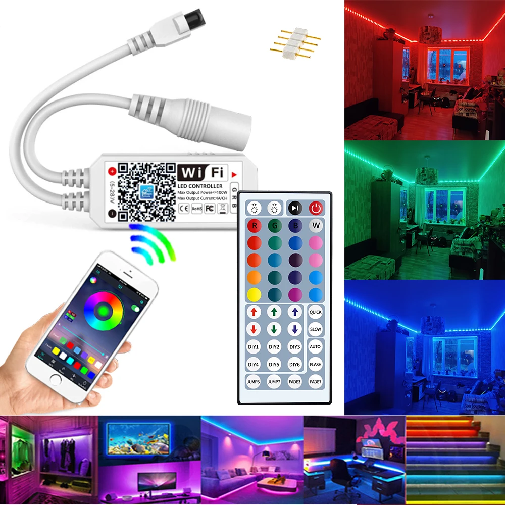 

1pcs DC 12V RGB Led Wifi IR Controller 44keys LED Controller for Controlling Light Strips 5050 2835 Led Lamps Strip Decoration