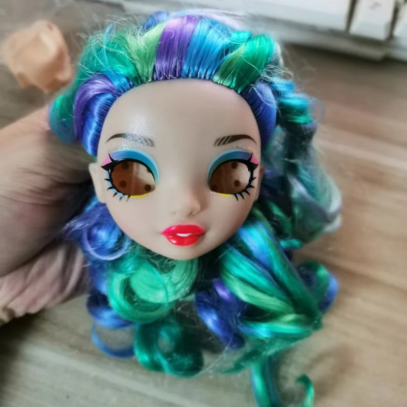 Голова куклы с радугой/оранжевые волосы без глаз 1/6 Bjd Аксессуары одеваются