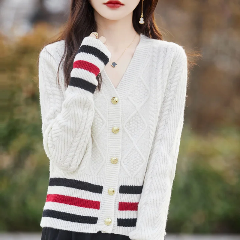 Новинка 2024 кардиган из 100% мериносовой шерсти осенне-зимний кашемировый свитер