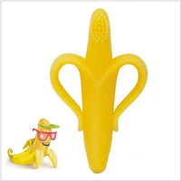 baby silicone training toothbrush bpa free banana shape safe toddle teether chew toys teething ring gift infant baby chewing