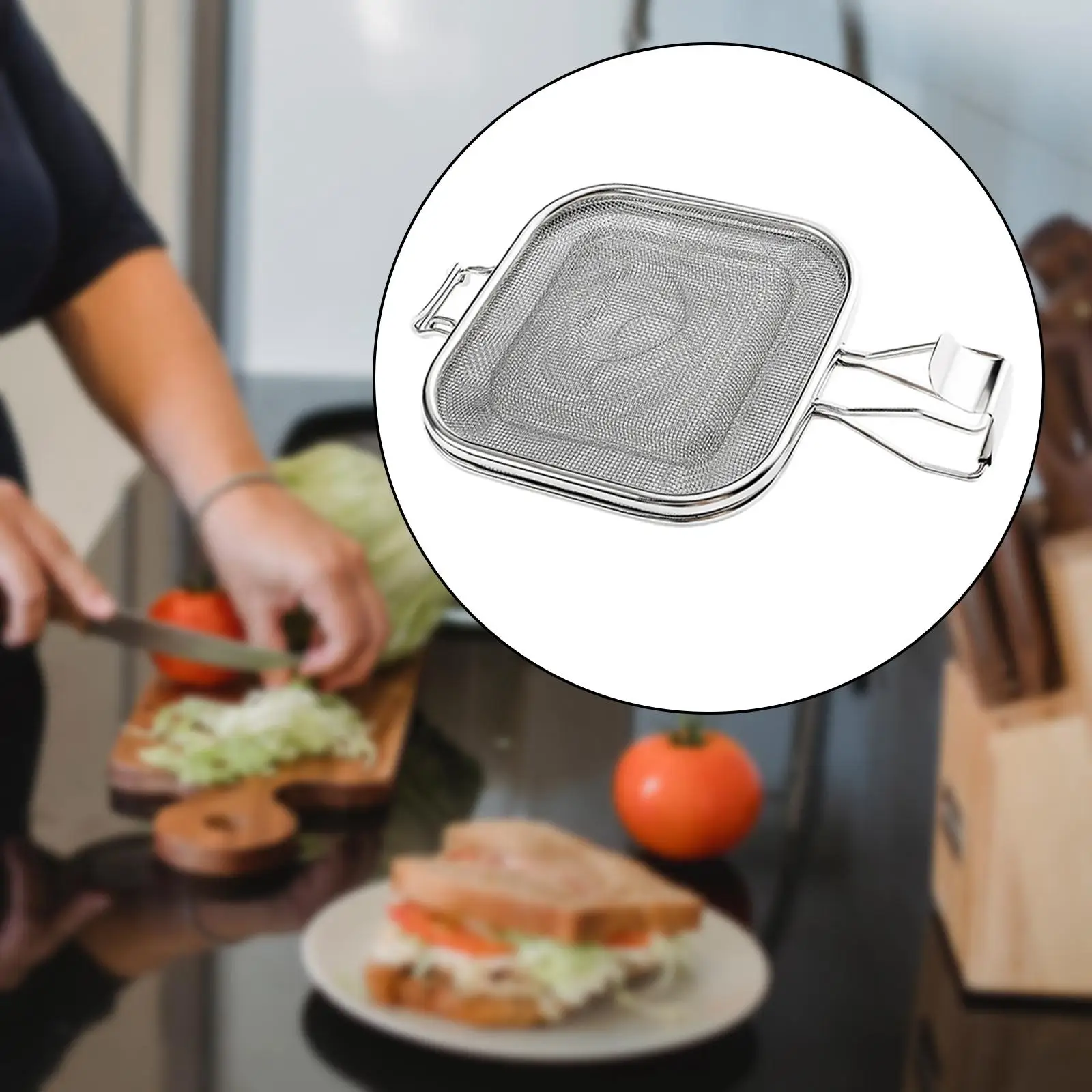 

Stainless Steel Sandwich Grill with Handle Baking Rack Bread Sandwich Artifact Grilling Basket for Barbecue Outdoor Oven Special