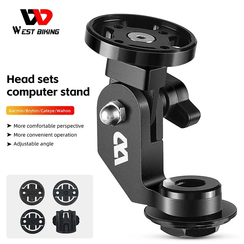 

WEST BIKING MTB Stem Mount Cycling Computer Bracket Aluminum Alloy 180 Adjustment Cartridge Head Sets Speedometer Garmin Adapter