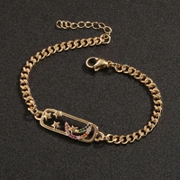 new womens fashion jewelry moon star niche design bracelet copper inlaid cubic zirconia bohemian jewelry