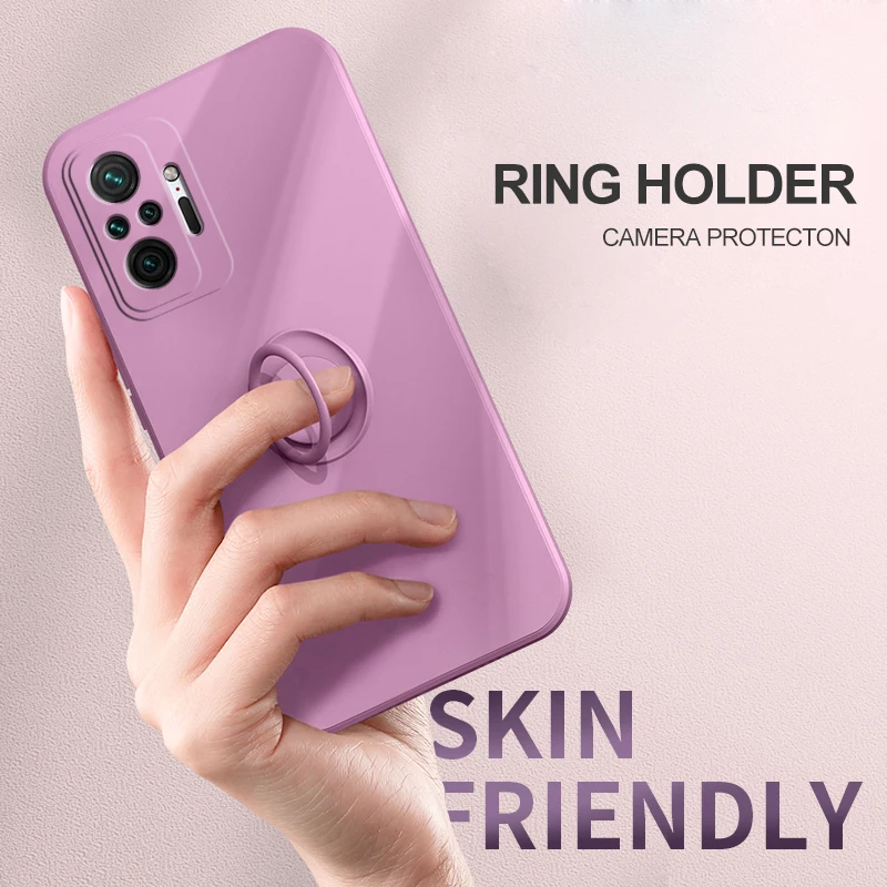 

Magnetic Ring Liquid Silicone Soft Luxury Case For Xiaomi Redmi Note 10 pro note10 s note 10 s Pro 5g Camera Protection Cover