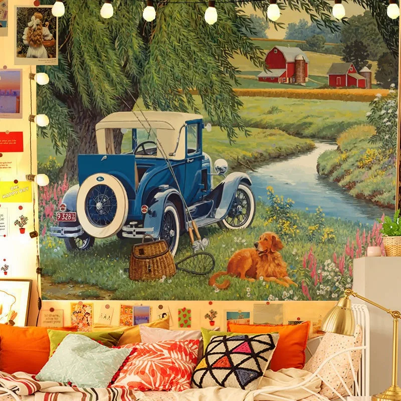 Ретро Сельская жизнь Настенное украшение Гобелен для дома Гостиная