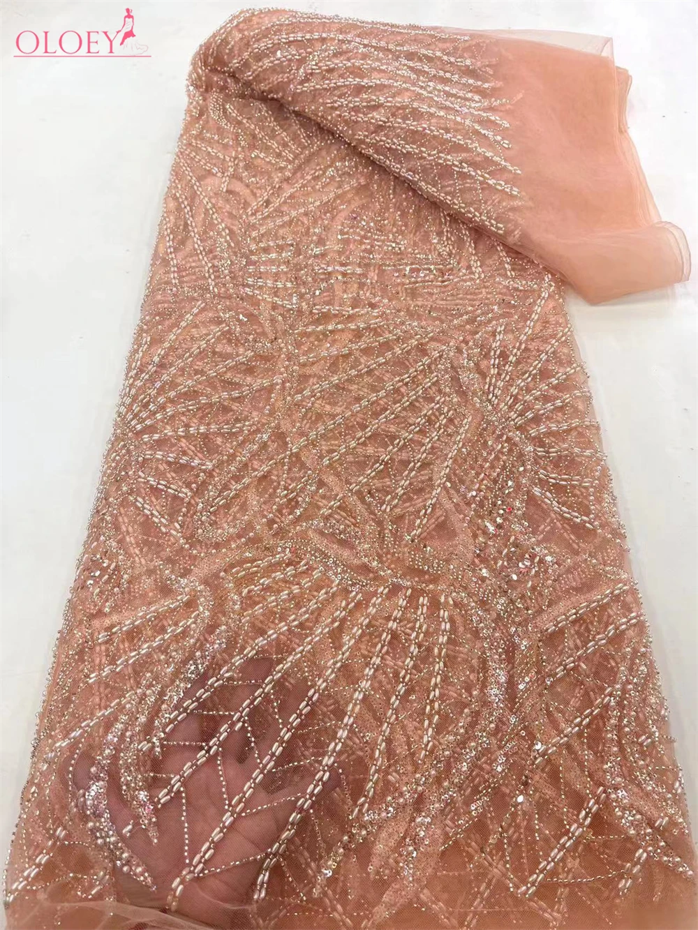 

Fashion High-End Luxury French Embroidery Heavy Groom Lace Fabric African Nigerian With Sequin Fabric For Wedding Dress Party