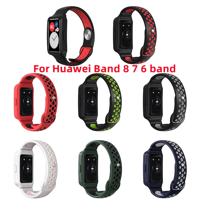 

For Huawei Band 8 7 6 Bracelet Silicone protective Case Strap Integrated Style Watchbands Replacement Wristband