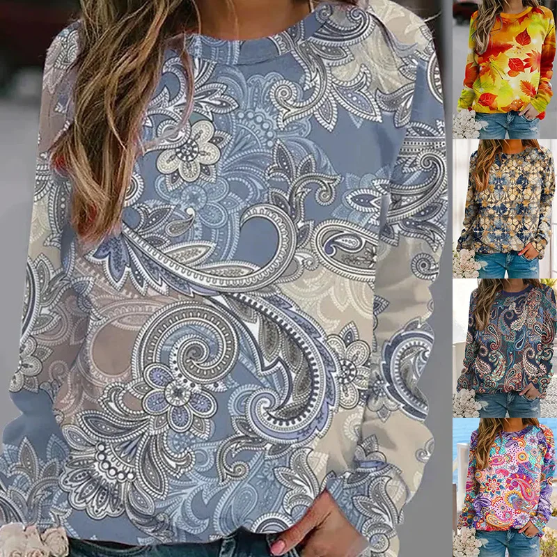 

2023 Y2K 2023 Simple Wind New Design Printing Long Sleeve Round Neck Fashion Casual T-shirt Top Autumn Winter Women's