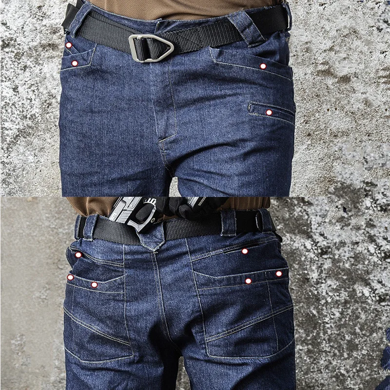 Tactical Multi Pocket Denim Pants Army Combat Jeans Men Wearable Special Force Flexible Military Jeans Long Trousers jeans