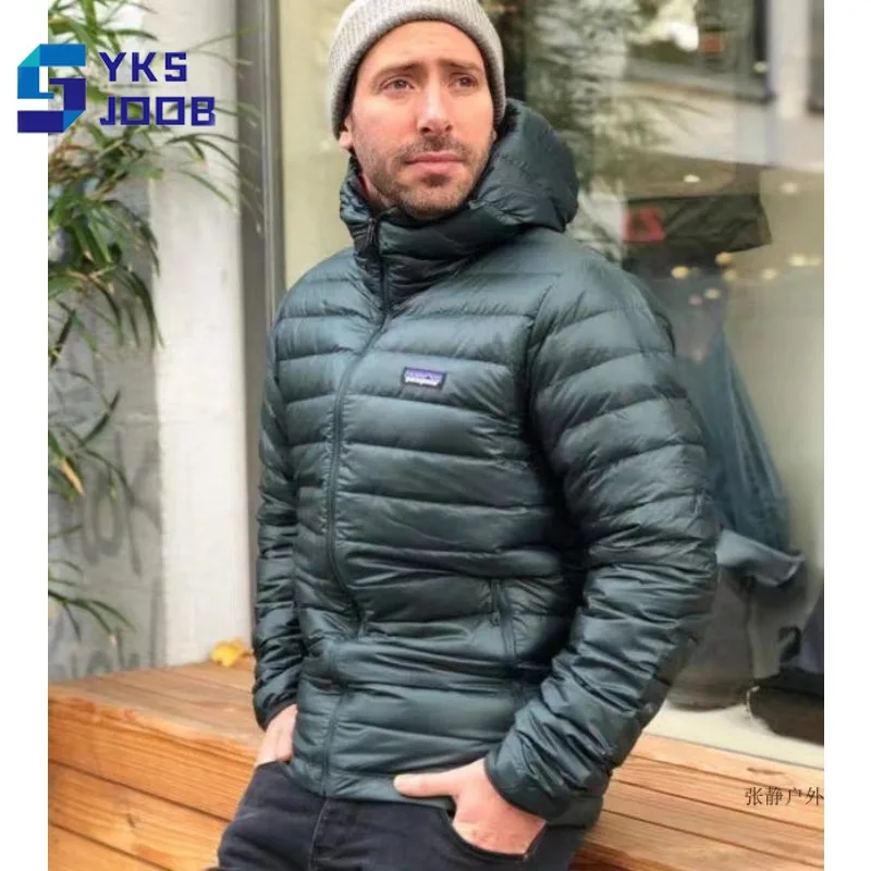 

Outdoor Casual Lightweight Down Jacket Men's Hooded Thicken Warm Breathable Zipper Coats Fashion Camping Climbing Jackets Winter