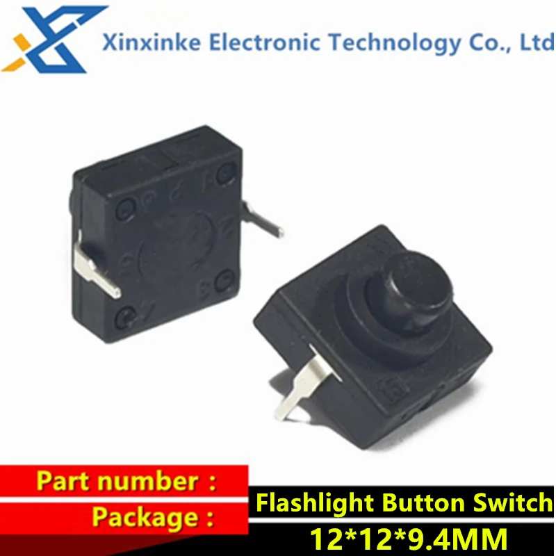 

12*12*9.4mm CB-1212-112D 2Pin Ultra-Thin Middle Of The Feet Flashlight Button Switch ON-OFF 1A 30V 12X12X9.4MM