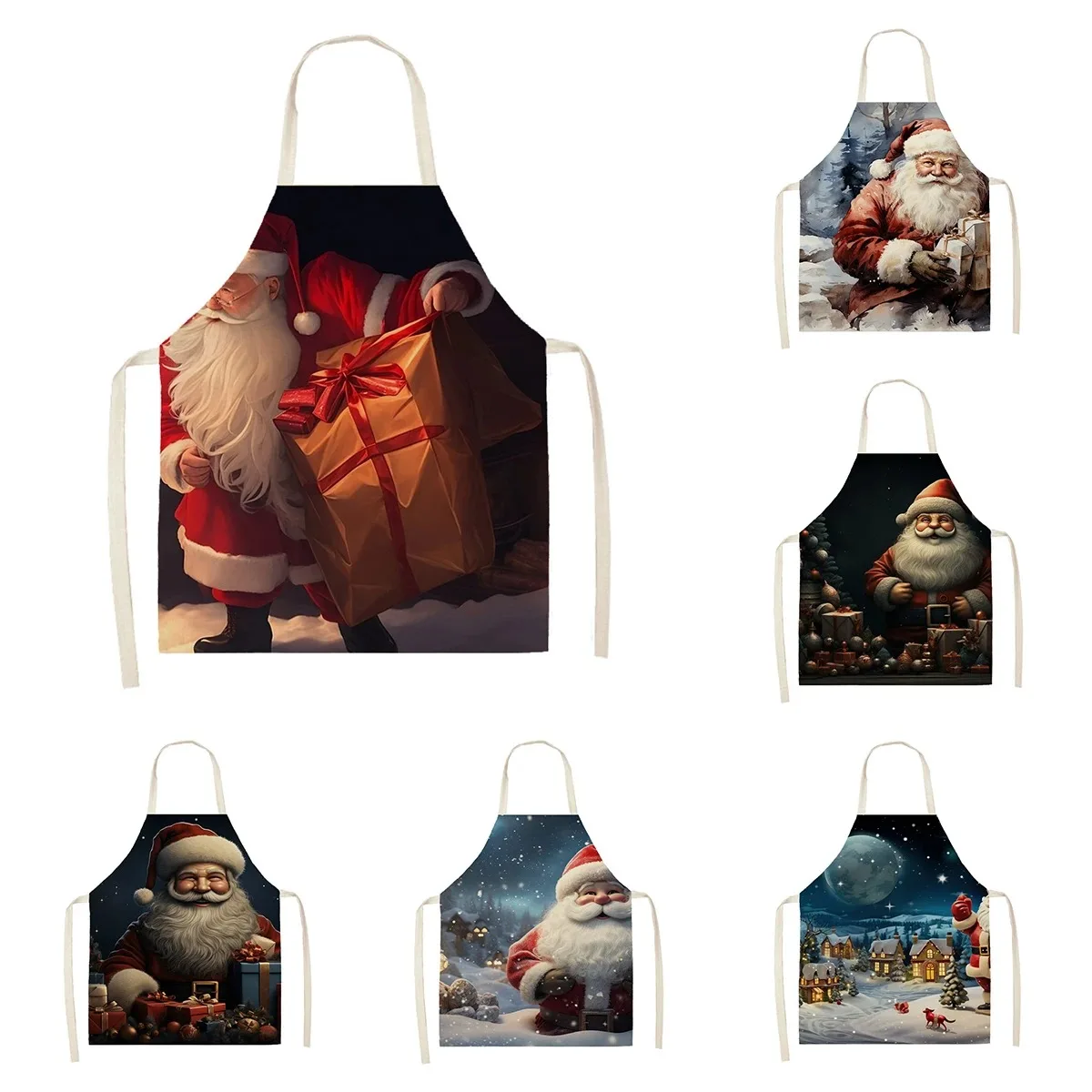 Новый рождественский Льняной Фартук с рисунком ежедневник без рукавов