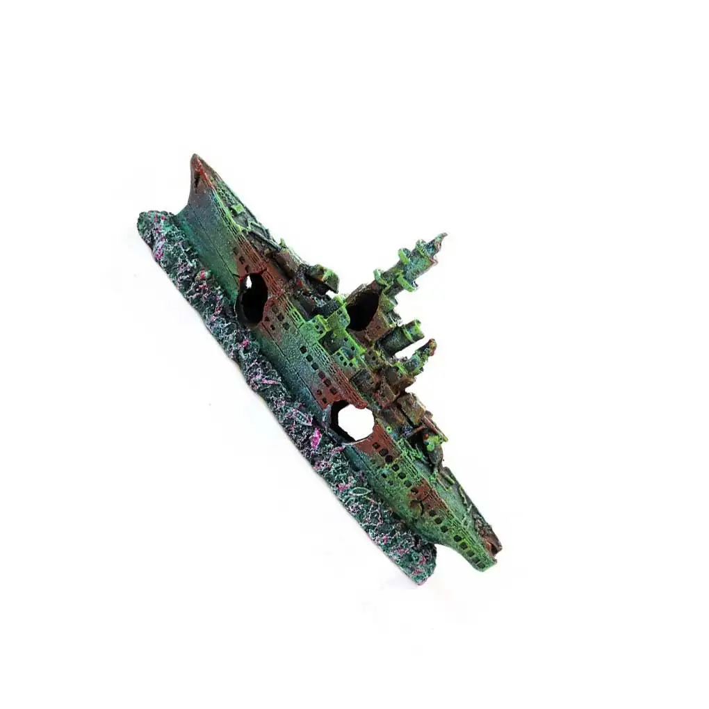 

Resin Craft Battleship Wreck Damaged Navy War Simulation Boat Ornament Home Birthday Gifts Gift Fish Tank Cave