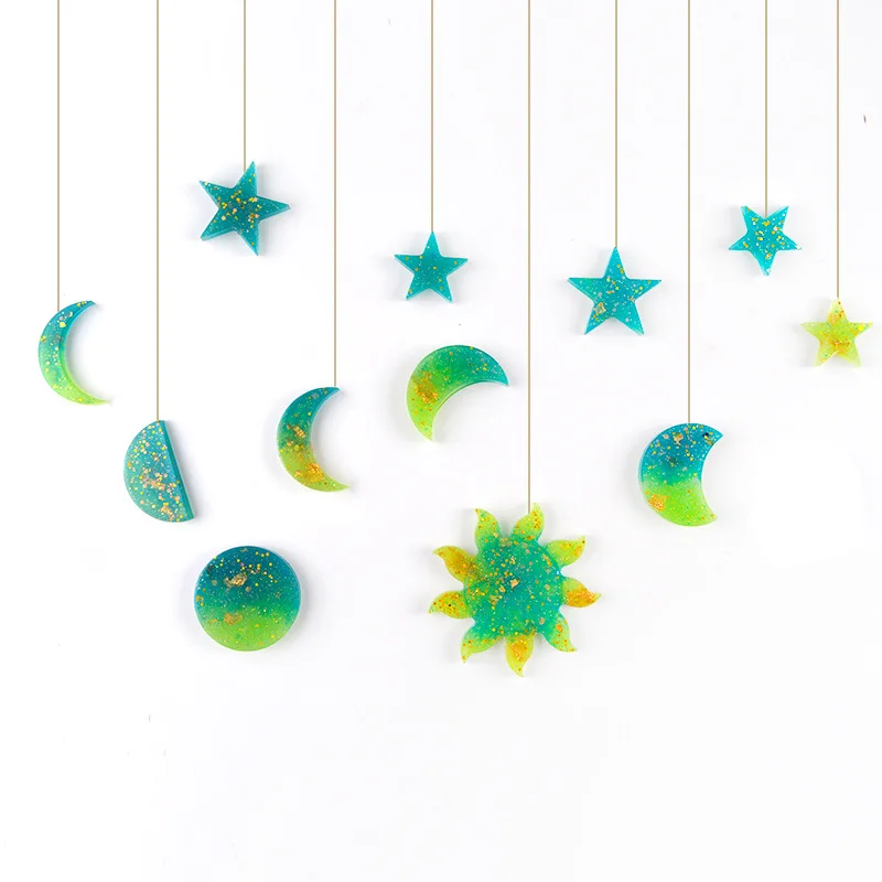 

2021 New Simple Wind Star Moon Solar Eclipse Mold Diy Mirror Crystal Epoxy Resin Silicone Resin Planetary Accessories Ornaments