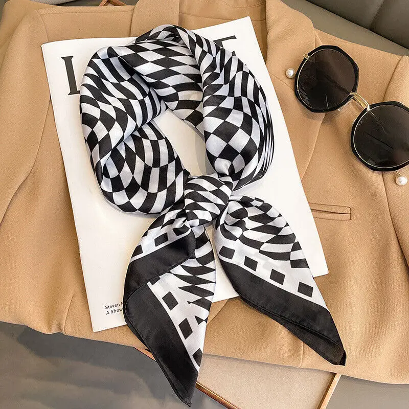

Unisex Man Women Fashion Geometric Plaid Bandana Hip Hop Headband Tied 70*70cm