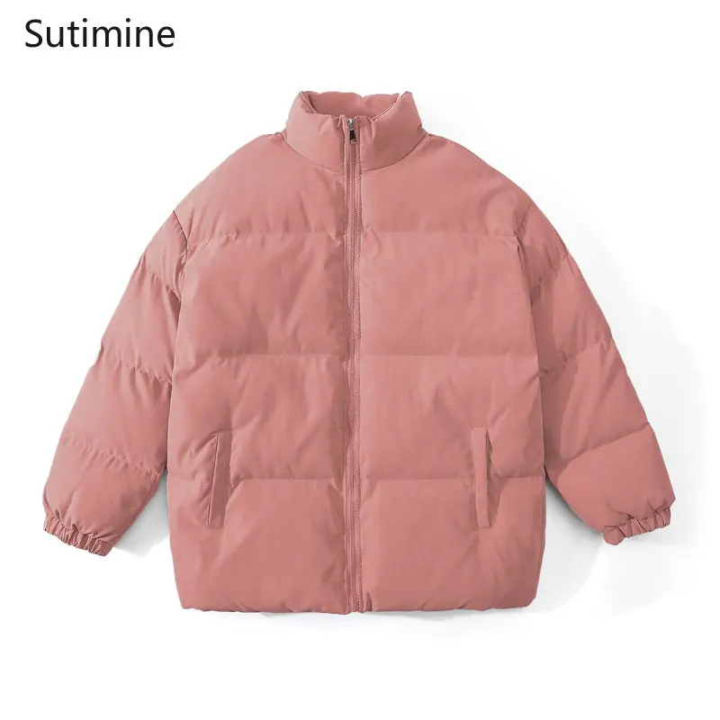 Winter Coat Men Casual Stand Collar Cotton Coat Men's Pure Color Simple Thick Cotton Padded Jacket Warm Coat Printing Coats Men