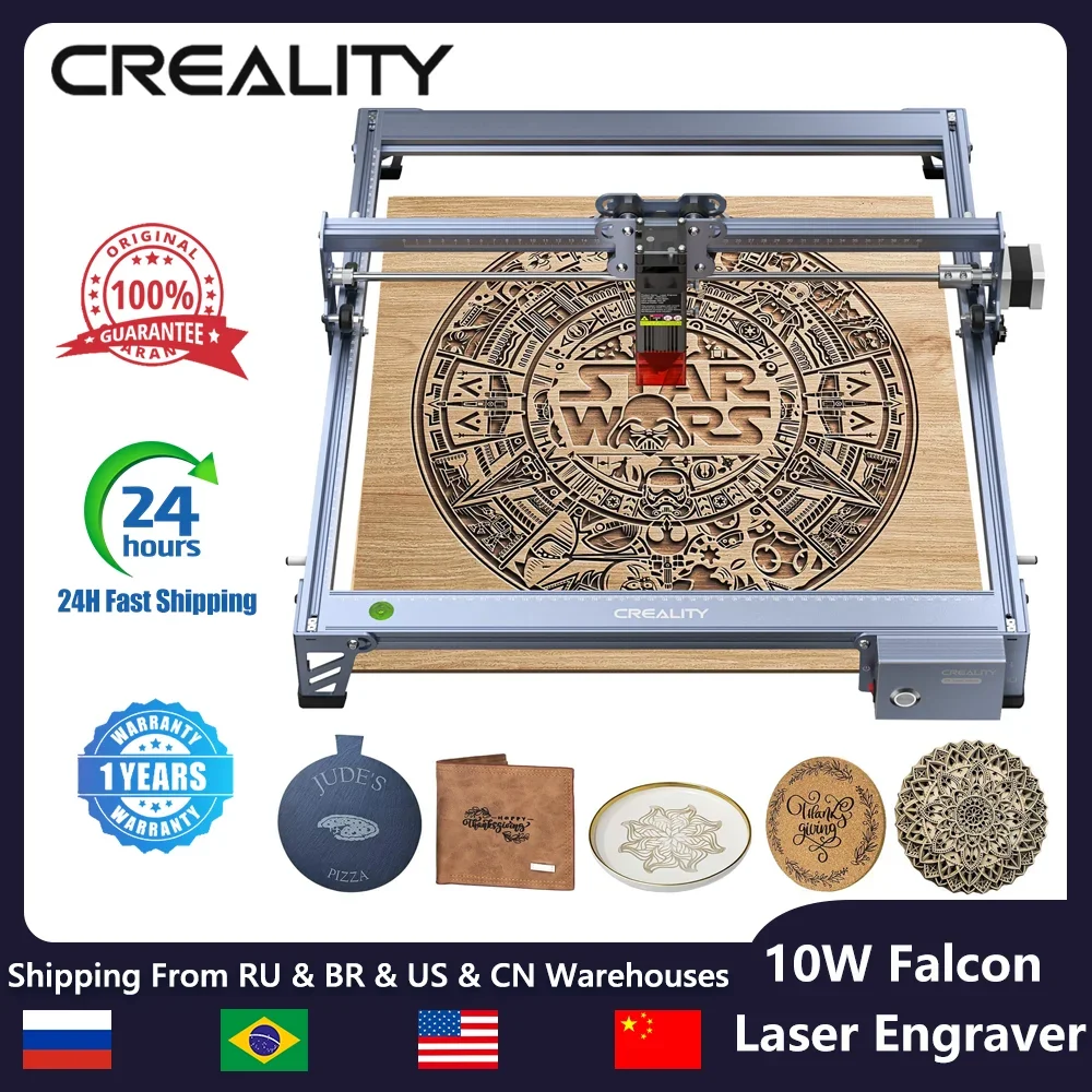 

Лазерный гравер Creality CR-Laser Falcon, выходная мощность 10 Вт, лазерный гравер 72 Вт, гравировка «сделай сам», сжатые точки, лазерный резак 10000 мм/мин, станок с ЧПУ