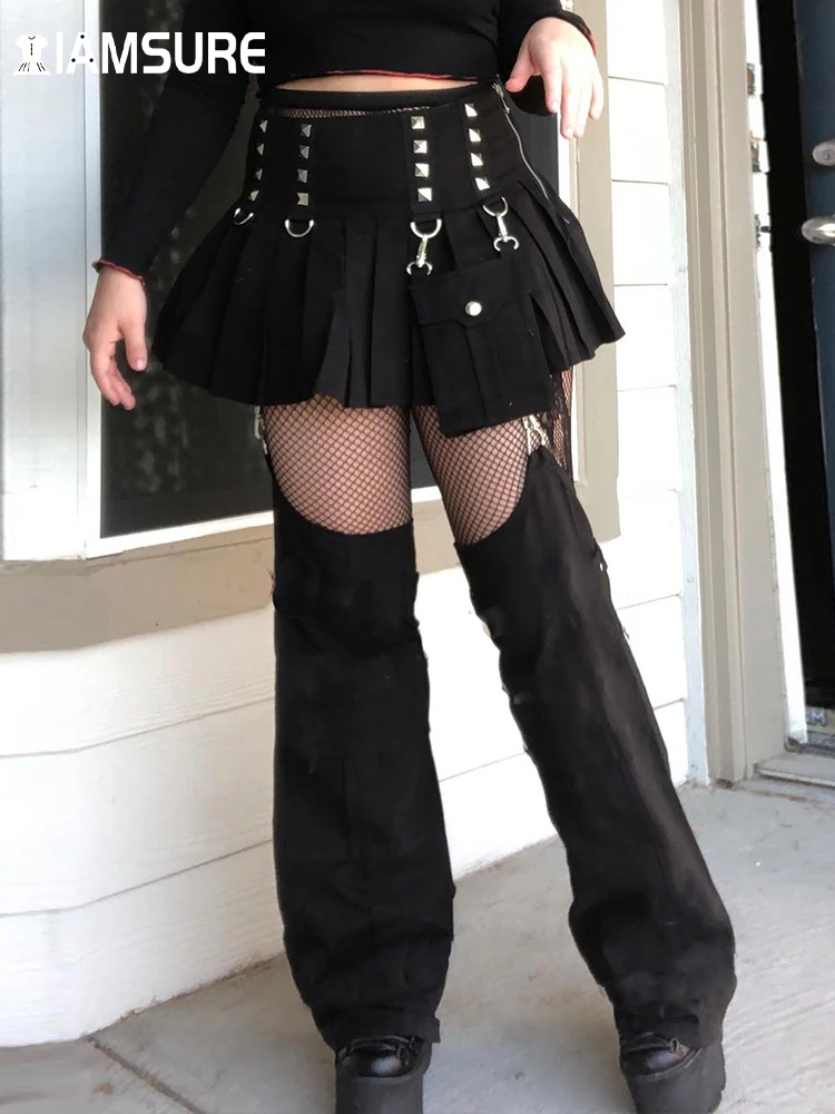 Юбка-мини плиссированная с высокой талией в готическом стиле