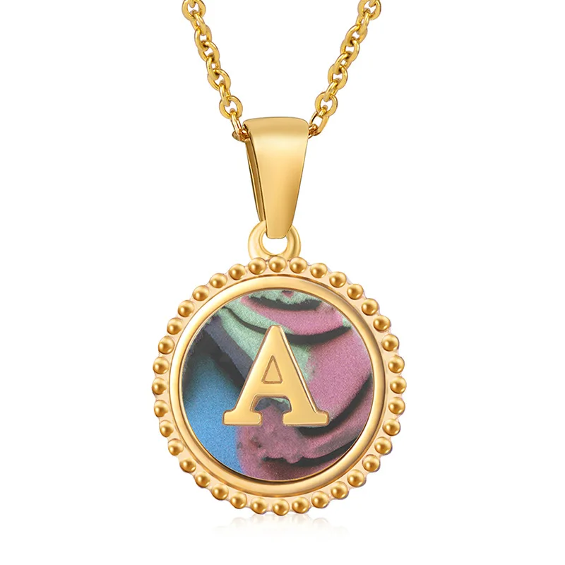 

Letter Stainless Steel Women Necklace Gold Plated Necklace for Women Round Letter Pendant for Women Jewelry Anniversary Gift