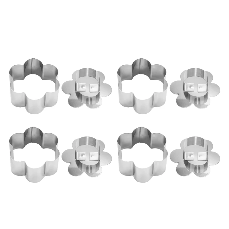 

A63I Mousse Ring Molds Set For Cooking, Stainless Steel 3.15 Inch Flower-Shaped Cake Rings With Pusher,Pastry Baking Mold