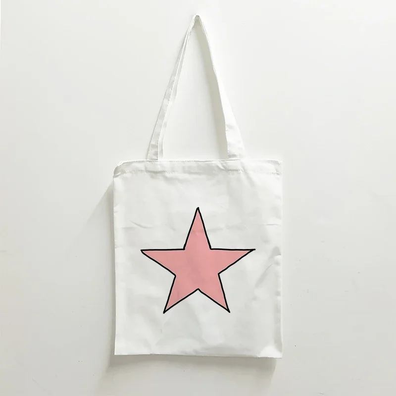 

Холщовая Сумка-тоут Y2k, эстетичная уличная сумка для покупок с принтом звезд, тканевая Экологически чистая Сумочка, повседневные ручные сумки на ремне для девочек