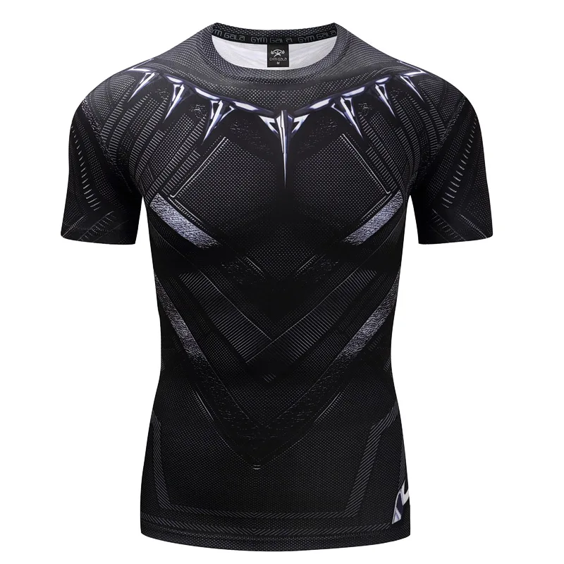 Marvel High Quality Polyester Men Running T Shirt Panther Quick Dry Fitness Shirt Training Exercise Clothes Gym Sport Shirt Tops