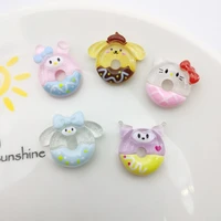 10pcs kawaii sanrio anime hello kitty pom pom purin kuromi cute cartoon girly heart phone case hairpin patch toys for girls