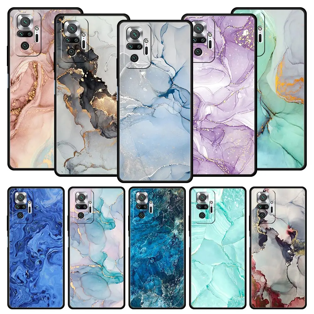 

Marble ink and wash For Xiaomi Redmi Note 12 Phone Case 10C 10 11 9 8 Pro Plus 9S 7 8T 9T 9A 8A 9C K50 K40 Gaming Silicone Cover